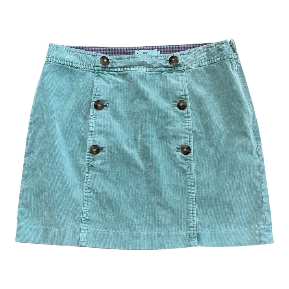 Vineyard Vines corduroy sailor skirt buttons green size 6 preppy academia Y2K